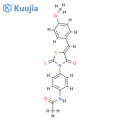 N-{4-(5Z)-5-(4-methoxyphenyl)methylidene-4-oxo-2-sulfanylidene-1,3-thiazolidin-3-ylphenyl}acetamide structure