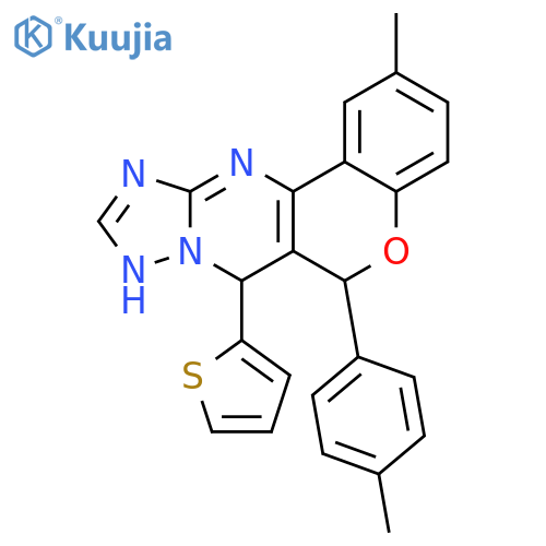 4-methyl-9-(4-methylphenyl)-11-(thiophen-2-yl)-8-oxa-12,13,15,17-tetraazatetracyclo8.7.0.0^{2,7}.0^{12,16}heptadeca-1(10),2(7),3,5,13,15-hexaene structure
