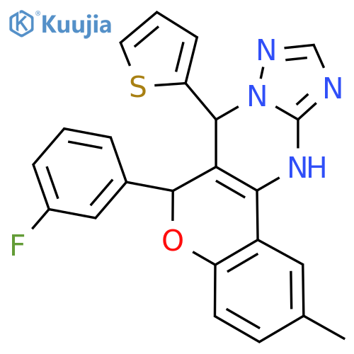 9-(3-fluorophenyl)-4-methyl-11-(thiophen-2-yl)-8-oxa-12,13,15,17-tetraazatetracyclo8.7.0.0^{2,7}.0^{12,16}heptadeca-1(10),2(7),3,5,13,15-hexaene structure