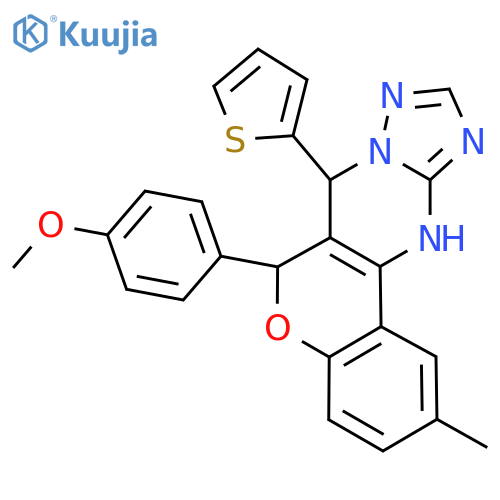 9-(4-methoxyphenyl)-4-methyl-11-(thiophen-2-yl)-8-oxa-12,13,15,17-tetraazatetracyclo8.7.0.0^{2,7}.0^{12,16}heptadeca-1(10),2(7),3,5,13,15-hexaene structure