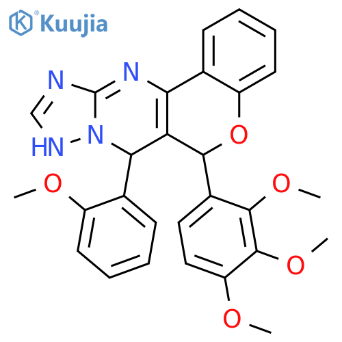 11-(2-methoxyphenyl)-9-(2,3,4-trimethoxyphenyl)-8-oxa-12,13,15,17-tetraazatetracyclo8.7.0.0^{2,7}.0^{12,16}heptadeca-1(10),2(7),3,5,13,15-hexaene structure