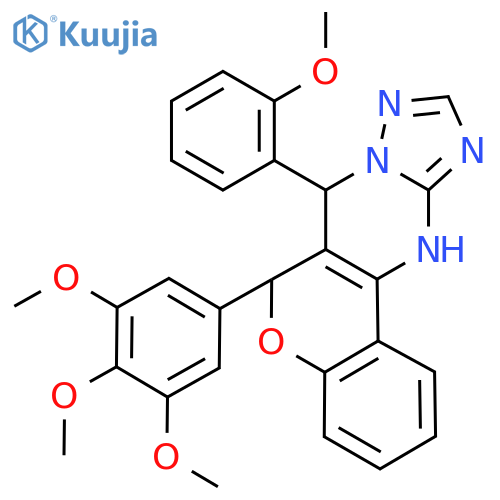11-(2-methoxyphenyl)-9-(3,4,5-trimethoxyphenyl)-8-oxa-12,13,15,17-tetraazatetracyclo8.7.0.0^{2,7}.0^{12,16}heptadeca-1(10),2(7),3,5,13,15-hexaene structure