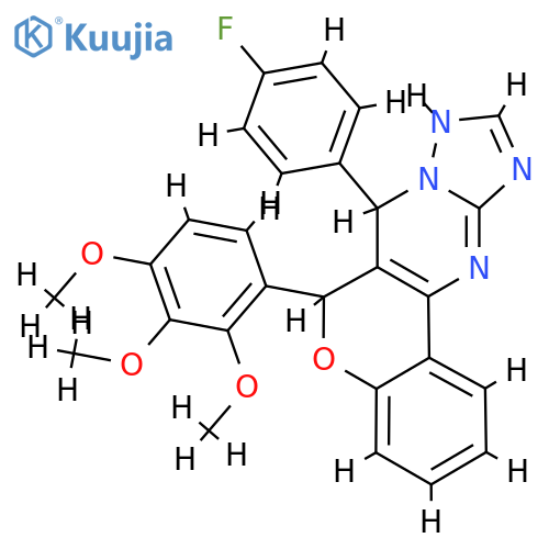 11-(4-fluorophenyl)-9-(2,3,4-trimethoxyphenyl)-8-oxa-12,13,15,17-tetraazatetracyclo8.7.0.0^{2,7}.0^{12,16}heptadeca-1(10),2(7),3,5,13,15-hexaene structure