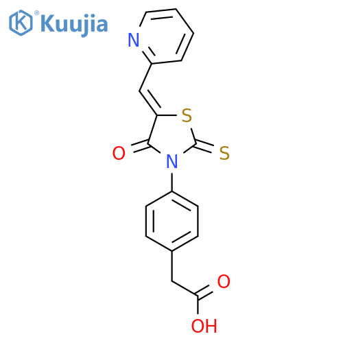 2-{4-(5Z)-4-oxo-5-(pyridin-2-yl)methylidene-2-sulfanylidene-1,3-thiazolidin-3-ylphenyl}acetic acid structure