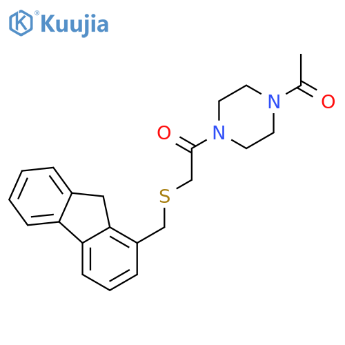 Piperazine, 1-acetyl-4-[[(9H-fluoren-1-ylmethyl)thio]acetyl]- structure