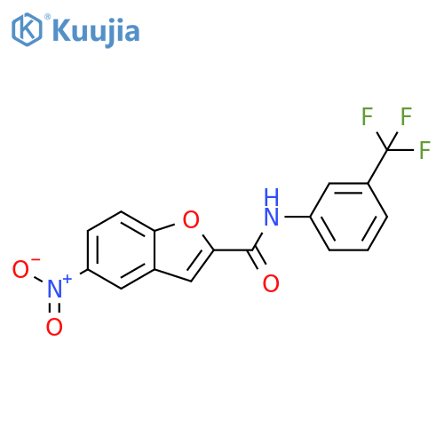 5-nitro-N-3-(trifluoromethyl)phenyl-1-benzofuran-2-carboxamide structure
