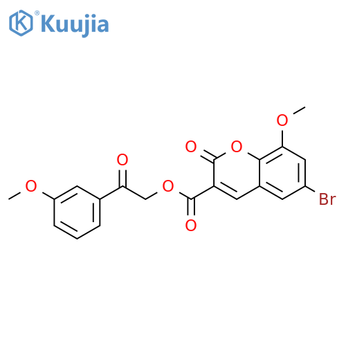 2-(3-methoxyphenyl)-2-oxoethyl 6-bromo-8-methoxy-2-oxo-2H-chromene-3-carboxylate structure