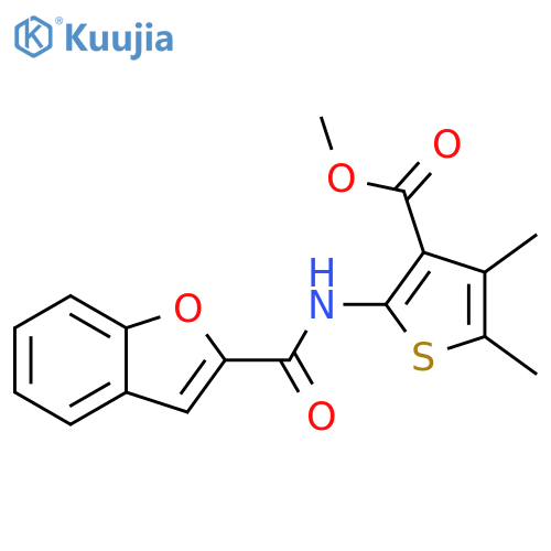 methyl 2-(1-benzofuran-2-amido)-4,5-dimethylthiophene-3-carboxylate structure