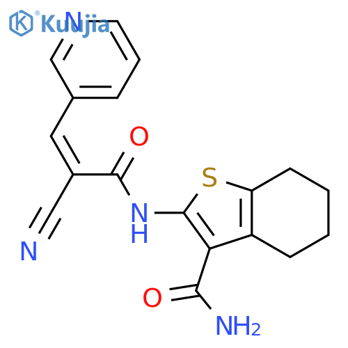 2-(2E)-2-cyano-3-(pyridin-3-yl)prop-2-enamido-4,5,6,7-tetrahydro-1-benzothiophene-3-carboxamide structure