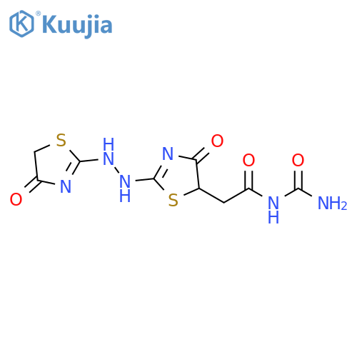 {2-(2E)-4-oxo-2-{2-(2E)-4-oxo-1,3-thiazolidin-2-ylidenehydrazin-1-ylidene}-1,3-thiazolidin-5-ylacetyl}urea structure