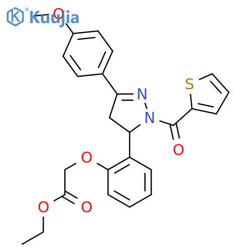 ethyl 2-{2-3-(4-methoxyphenyl)-1-(thiophene-2-carbonyl)-4,5-dihydro-1H-pyrazol-5-ylphenoxy}acetate structure