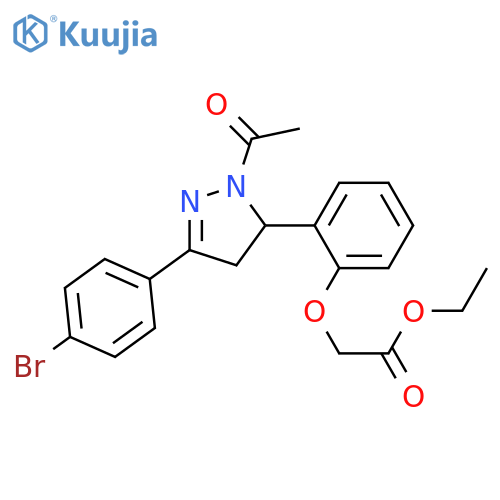 ethyl 2-{2-1-acetyl-3-(4-bromophenyl)-4,5-dihydro-1H-pyrazol-5-ylphenoxy}acetate structure