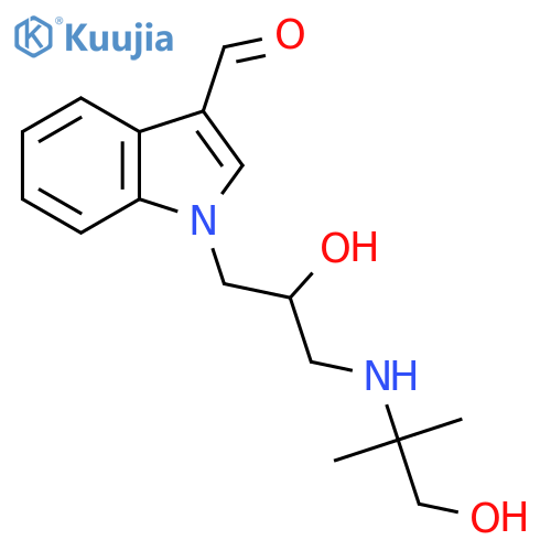 1-{2-hydroxy-3-(1-hydroxy-2-methylpropan-2-yl)aminopropyl}-1H-indole-3-carbaldehyde structure