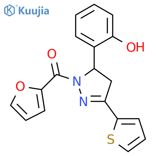 2-1-(furan-2-carbonyl)-3-(thiophen-2-yl)-4,5-dihydro-1H-pyrazol-5-ylphenol structure