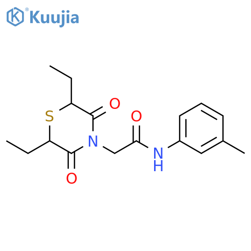 2-(2,6-diethyl-3,5-dioxothiomorpholin-4-yl)-N-(3-methylphenyl)acetamide structure