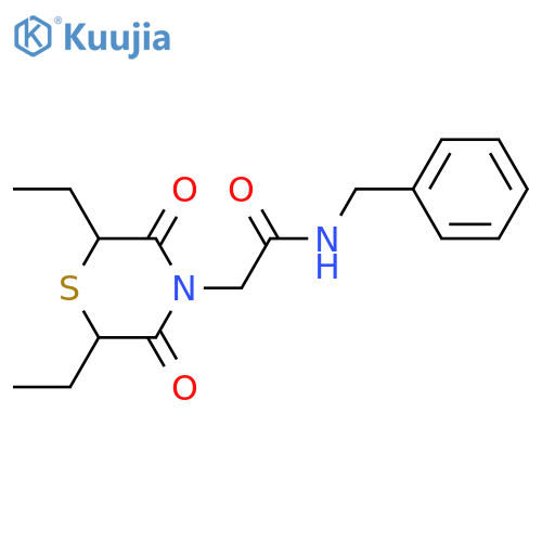 N-benzyl-2-(2,6-diethyl-3,5-dioxothiomorpholin-4-yl)acetamide structure