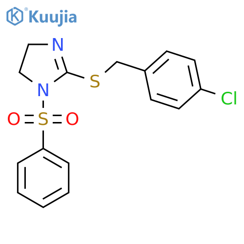 1-(benzenesulfonyl)-2-{(4-chlorophenyl)methylsulfanyl}-4,5-dihydro-1H-imidazole structure