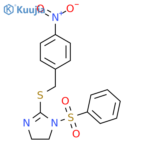 1-(benzenesulfonyl)-2-{(4-nitrophenyl)methylsulfanyl}-4,5-dihydro-1H-imidazole structure