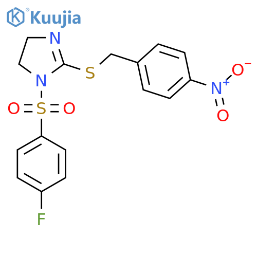 1-(4-fluorobenzenesulfonyl)-2-{(4-nitrophenyl)methylsulfanyl}-4,5-dihydro-1H-imidazole structure