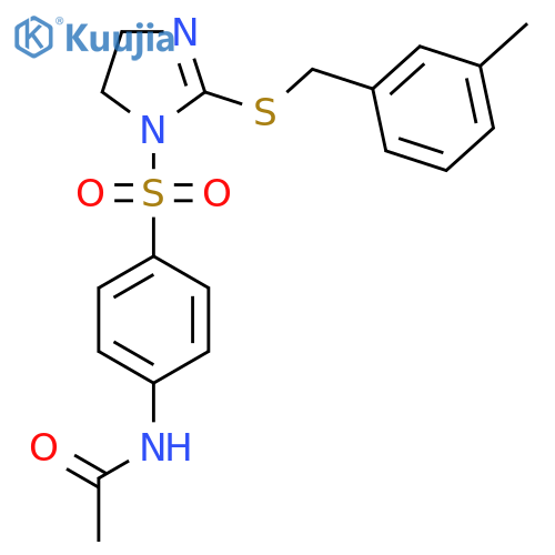 N-{4-(2-{(3-methylphenyl)methylsulfanyl}-4,5-dihydro-1H-imidazol-1-yl)sulfonylphenyl}acetamide structure