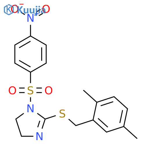 2-{(2,5-dimethylphenyl)methylsulfanyl}-1-(4-nitrobenzenesulfonyl)-4,5-dihydro-1H-imidazole structure