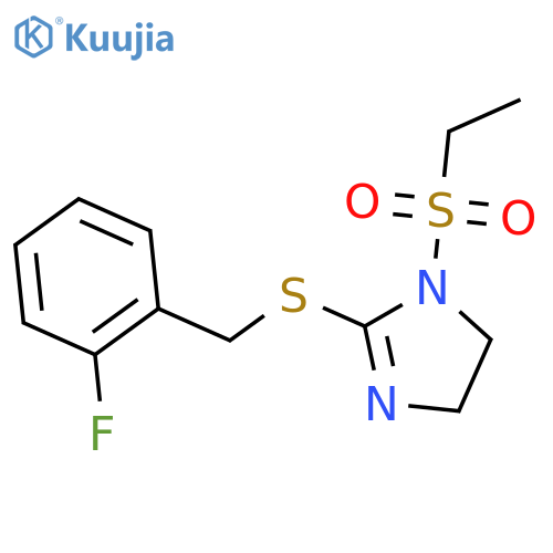 1-Ethylsulfonyl-2-[(2-fluorophenyl)methylsulfanyl]-4,5-dihydroimidazole structure
