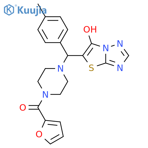 5-{4-(furan-2-carbonyl)piperazin-1-yl(4-methylphenyl)methyl}-1,2,4triazolo3,2-b1,3thiazol-6-ol structure
