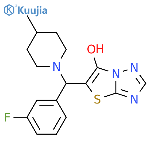 5-(3-fluorophenyl)(4-methylpiperidin-1-yl)methyl-1,2,4triazolo3,2-b1,3thiazol-6-ol structure