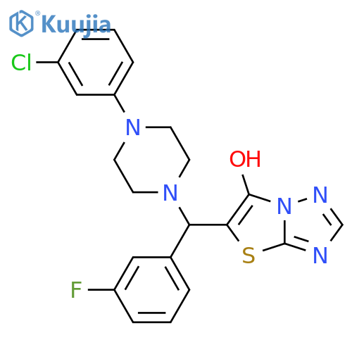 5-{4-(3-chlorophenyl)piperazin-1-yl(3-fluorophenyl)methyl}-1,2,4triazolo3,2-b1,3thiazol-6-ol structure