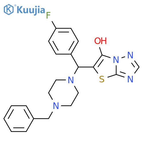 5-(4-benzylpiperazin-1-yl)(4-fluorophenyl)methyl-1,2,4triazolo3,2-b1,3thiazol-6-ol structure