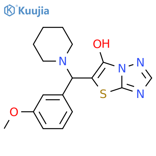 5-(3-methoxyphenyl)(piperidin-1-yl)methyl-1,2,4triazolo3,2-b1,3thiazol-6-ol structure