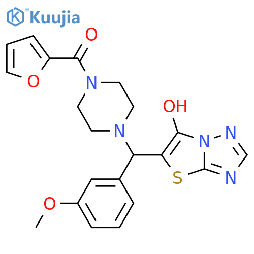 5-{4-(furan-2-carbonyl)piperazin-1-yl(3-methoxyphenyl)methyl}-1,2,4triazolo3,2-b1,3thiazol-6-ol structure