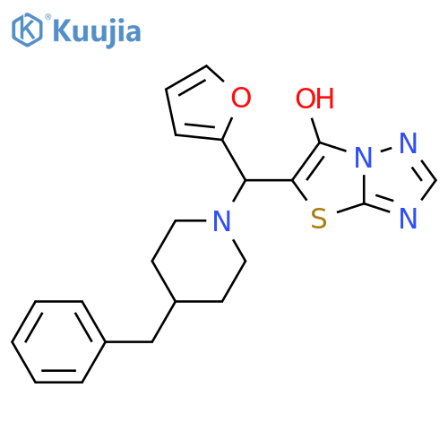 5-(4-benzylpiperidin-1-yl)(furan-2-yl)methyl-1,2,4triazolo3,2-b1,3thiazol-6-ol structure