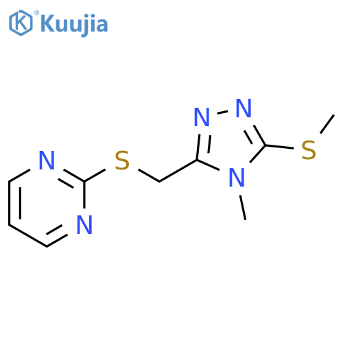2-({4-methyl-5-(methylsulfanyl)-4H-1,2,4-triazol-3-ylmethyl}sulfanyl)pyrimidine structure