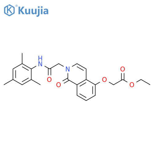 ethyl 2-(1-oxo-2-{(2,4,6-trimethylphenyl)carbamoylmethyl}-1,2-dihydroisoquinolin-5-yl)oxyacetate structure