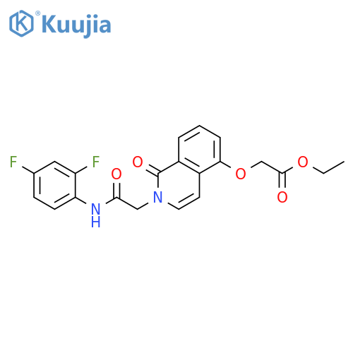 ethyl 2-(2-{(2,4-difluorophenyl)carbamoylmethyl}-1-oxo-1,2-dihydroisoquinolin-5-yl)oxyacetate structure