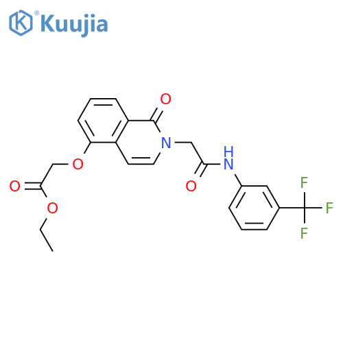 ethyl 2-{1-oxo-2-({3-(trifluoromethyl)phenylcarbamoyl}methyl)-1,2-dihydroisoquinolin-5-yloxy}acetate structure