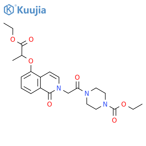 ethyl 4-(2-{5-(1-ethoxy-1-oxopropan-2-yl)oxy-1-oxo-1,2-dihydroisoquinolin-2-yl}acetyl)piperazine-1-carboxylate structure