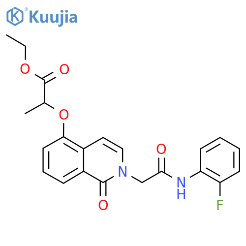 ethyl 2-(2-{(2-fluorophenyl)carbamoylmethyl}-1-oxo-1,2-dihydroisoquinolin-5-yl)oxypropanoate structure
