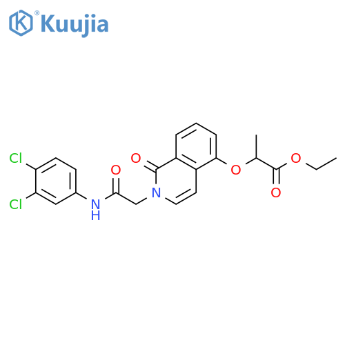 ethyl 2-(2-{(3,4-dichlorophenyl)carbamoylmethyl}-1-oxo-1,2-dihydroisoquinolin-5-yl)oxypropanoate structure