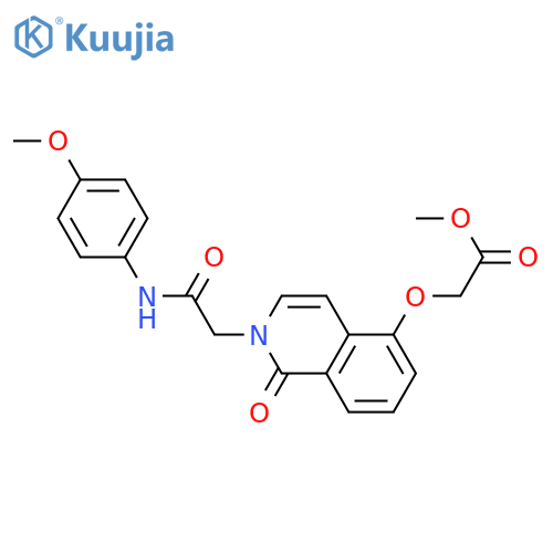methyl 2-(2-{(4-methoxyphenyl)carbamoylmethyl}-1-oxo-1,2-dihydroisoquinolin-5-yl)oxyacetate structure