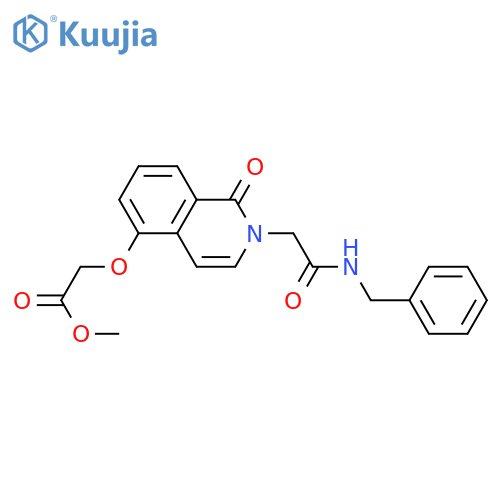 methyl 2-({2-(benzylcarbamoyl)methyl-1-oxo-1,2-dihydroisoquinolin-5-yl}oxy)acetate structure