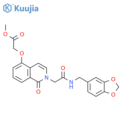methyl 2-{2-({(2H-1,3-benzodioxol-5-yl)methylcarbamoyl}methyl)-1-oxo-1,2-dihydroisoquinolin-5-yloxy}acetate structure
