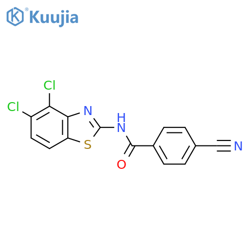 4-cyano-N-(4,5-dichloro-1,3-benzothiazol-2-yl)benzamide structure