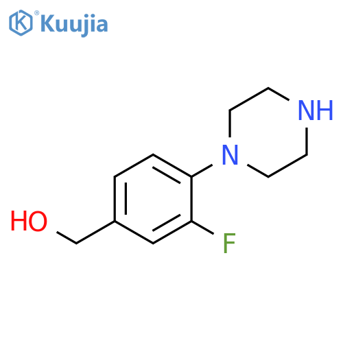 3-fluoro-4-(1-piperazinyl)Benzenemethanol structure