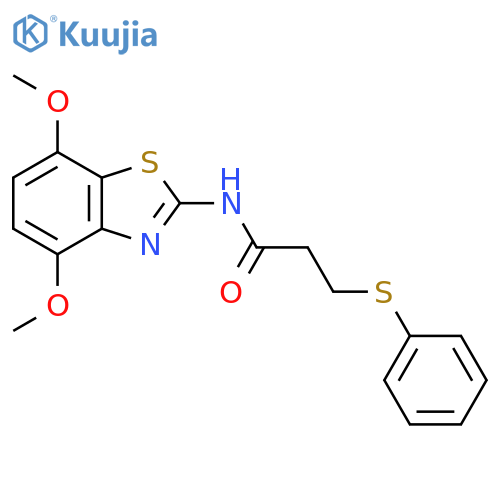 N-(4,7-dimethoxy-1,3-benzothiazol-2-yl)-3-(phenylsulfanyl)propanamide structure