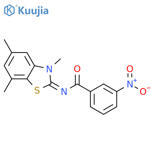 3-nitro-N-(2Z)-3,5,7-trimethyl-2,3-dihydro-1,3-benzothiazol-2-ylidenebenzamide structure