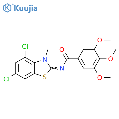 N-(2Z)-4,6-dichloro-3-methyl-2,3-dihydro-1,3-benzothiazol-2-ylidene-3,4,5-trimethoxybenzamide structure
