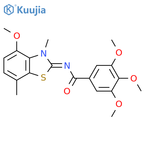 3,4,5-trimethoxy-N-(2Z)-4-methoxy-3,7-dimethyl-2,3-dihydro-1,3-benzothiazol-2-ylidenebenzamide structure