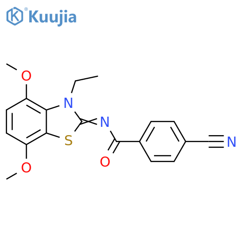 4-cyano-N-(2Z)-3-ethyl-4,7-dimethoxy-2,3-dihydro-1,3-benzothiazol-2-ylidenebenzamide structure